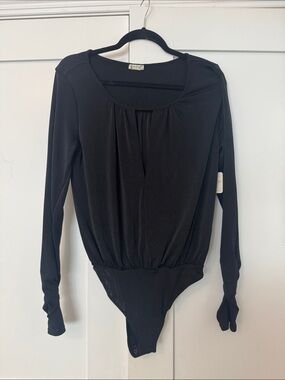Intimately by Free People Black Long Sleeve Bodysuit